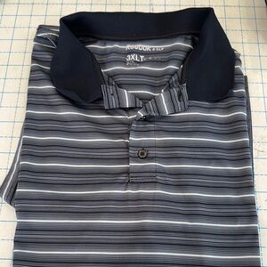 Reebok Golf Men's Striped Polo Shirt - Black and Gray